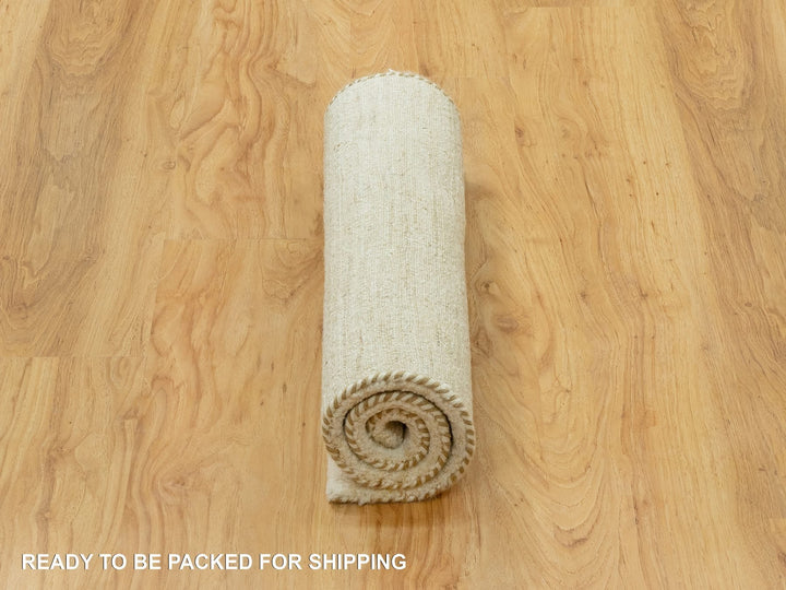 2'0" x 3'0" New Hand Knotted Ivory Wool Rectangle Oriental Rug - MOA10290562