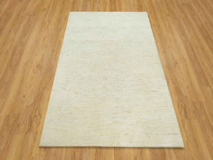 5'0" x 6'8" New Hand Knotted Ivory Wool Rectangle Oriental Rug - MOA10290568