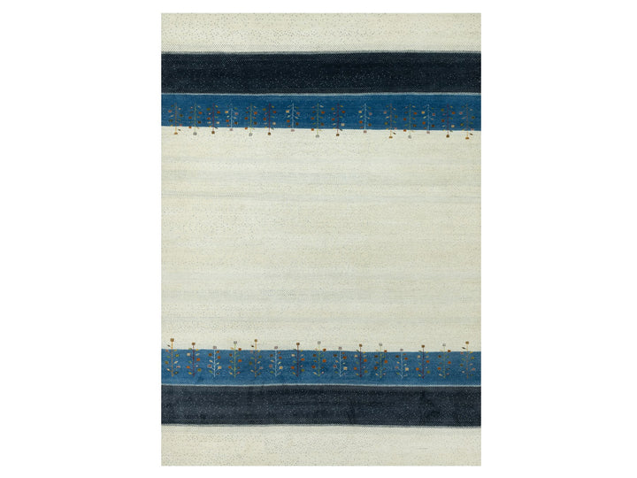 9'10" x 14'0" New Hand Knotted Ivory Wool Rectangle Oriental Rug - MOA10290569