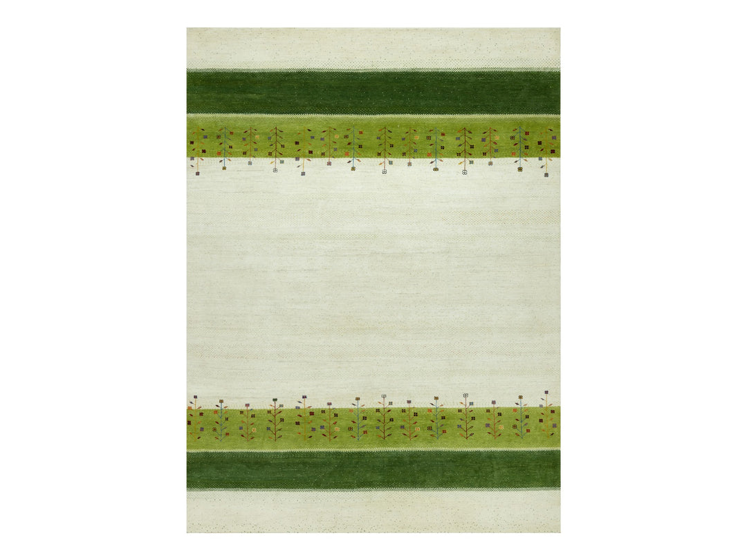 8'10" x 12'0" New Hand Knotted Ivory Wool Rectangle Oriental Rug - MOA10290571