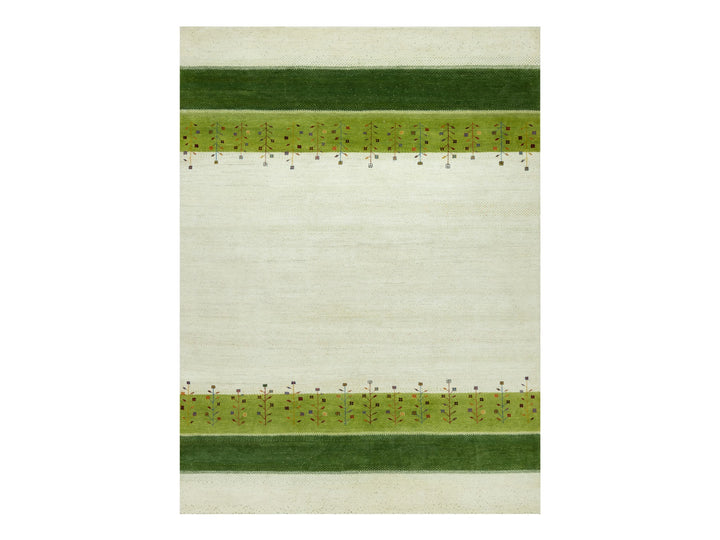 8'10" x 12'0" New Hand Knotted Ivory Wool Rectangle Oriental Rug - MOA10290571