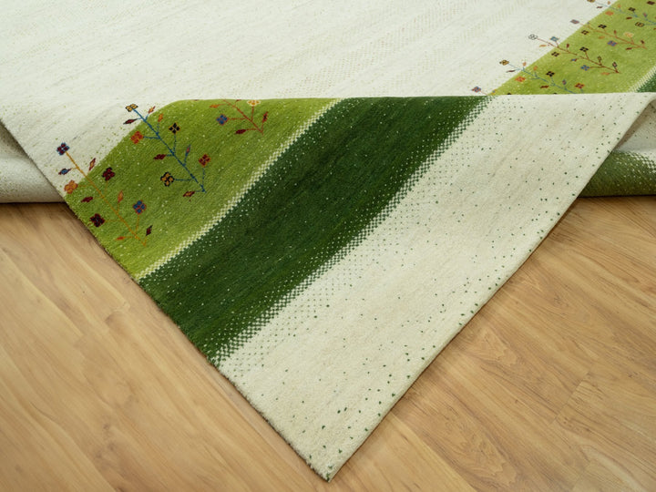 8'10" x 12'0" New Hand Knotted Ivory Wool Rectangle Oriental Rug - MOA10290571