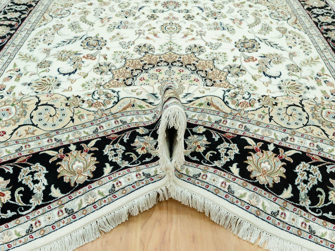 8'11" x 12'2" New Hand Knotted Ivory Wool Rectangle Oriental Rug - MOA10290585