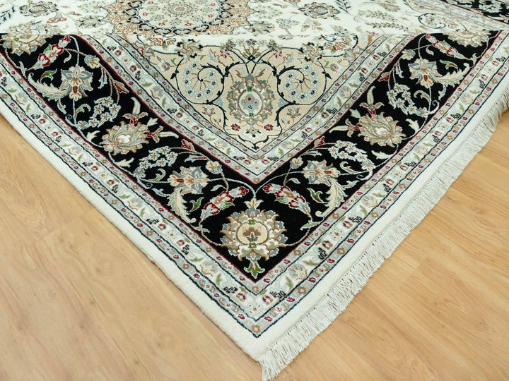 8'11" x 12'2" New Hand Knotted Ivory Wool Rectangle Oriental Rug - MOA10290585