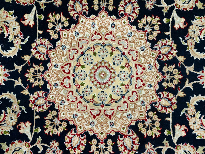 6'7" x 6'7" New Hand Knotted Blue Wool Square Oriental Rug - MOA10290593