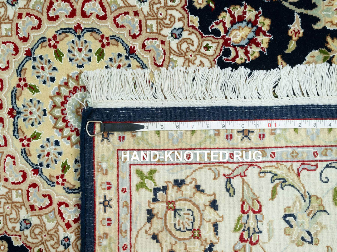6'7" x 6'7" New Hand Knotted Blue Wool Square Oriental Rug - MOA10290593