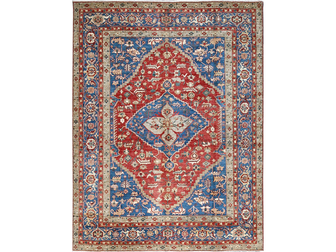 8'11" x 11'8" New Hand Knotted Red Wool Rectangle Oriental Rug - MOA102905