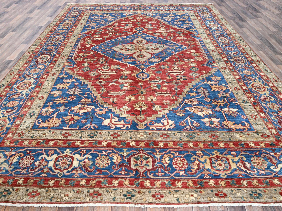 8'11" x 11'8" New Hand Knotted Red Wool Rectangle Oriental Rug - MOA102905