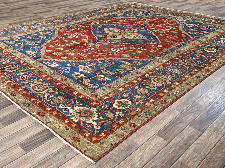 8'11" x 11'8" New Hand Knotted Red Wool Rectangle Oriental Rug - MOA102905