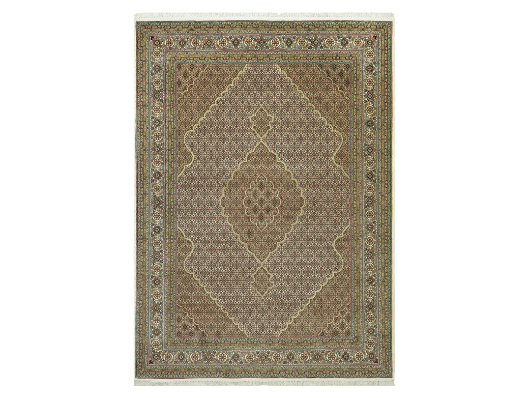 8'10" x 12'3" New Hand Knotted Ivory Wool Rectangle Oriental Rug - MOA10290605