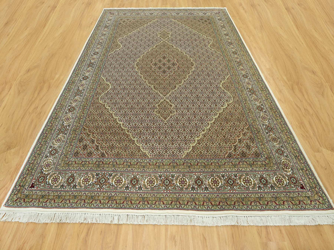 8'10" x 12'3" New Hand Knotted Ivory Wool Rectangle Oriental Rug - MOA10290605