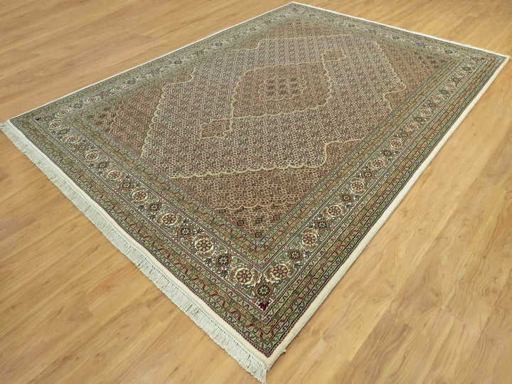 8'10" x 12'3" New Hand Knotted Ivory Wool Rectangle Oriental Rug - MOA10290605