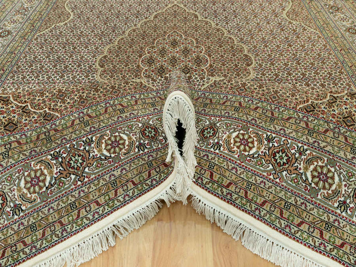 8'10" x 12'3" New Hand Knotted Ivory Wool Rectangle Oriental Rug - MOA10290605