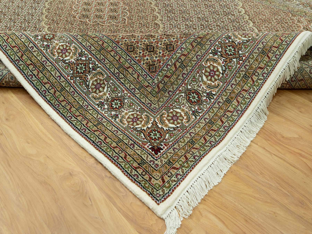 8'10" x 12'3" New Hand Knotted Ivory Wool Rectangle Oriental Rug - MOA10290605