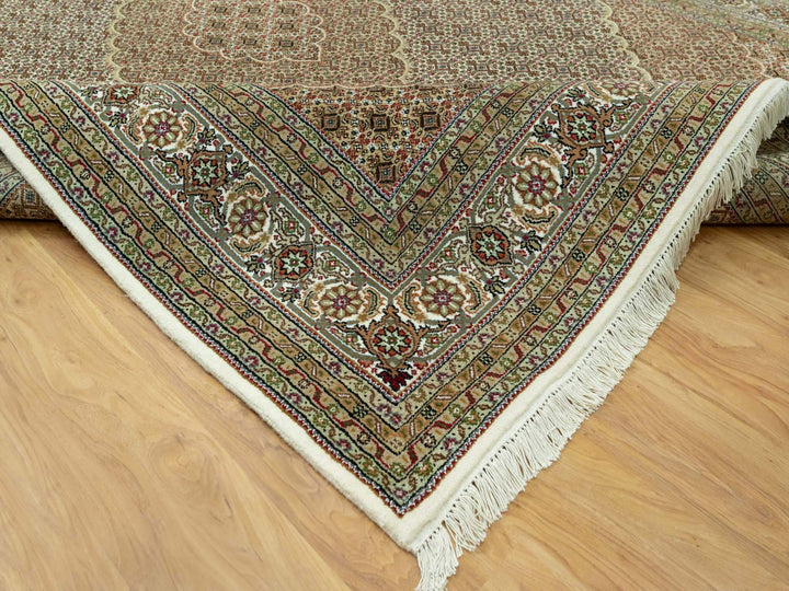 8'10" x 12'3" New Hand Knotted Ivory Wool Rectangle Oriental Rug - MOA10290605