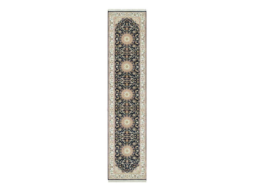 2'9" x 12'0" New Hand Knotted Blue Wool Runner Oriental Rug - MOA10290611