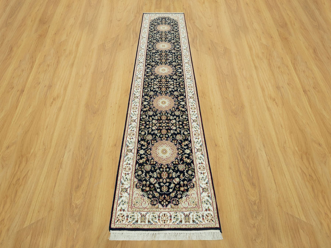2'9" x 12'0" New Hand Knotted Blue Wool Runner Oriental Rug - MOA10290611
