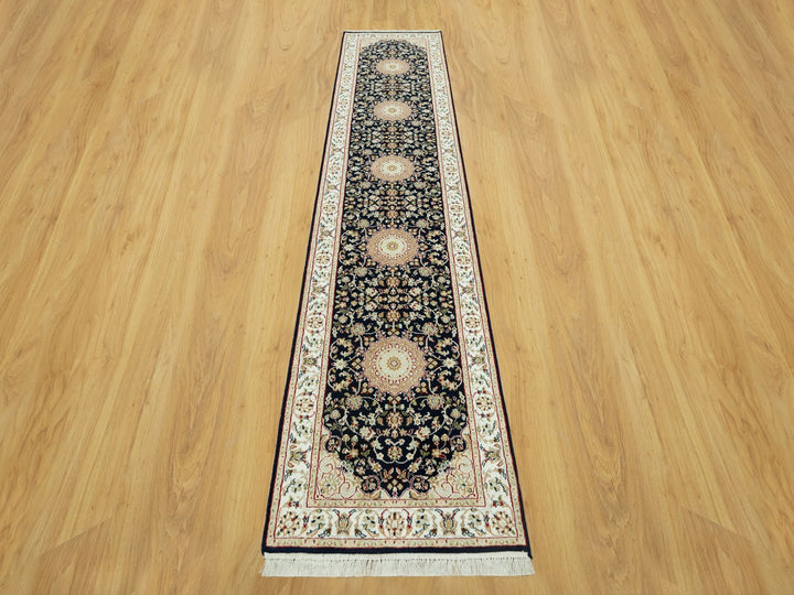 2'9" x 12'0" New Hand Knotted Blue Wool Runner Oriental Rug - MOA10290611