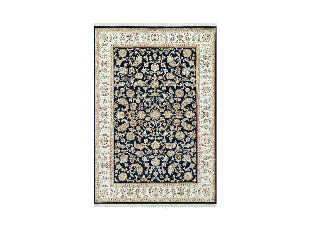 6'1" x 8'10" New Hand Knotted Blue Wool Rectangle Oriental Rug - MOA10290612