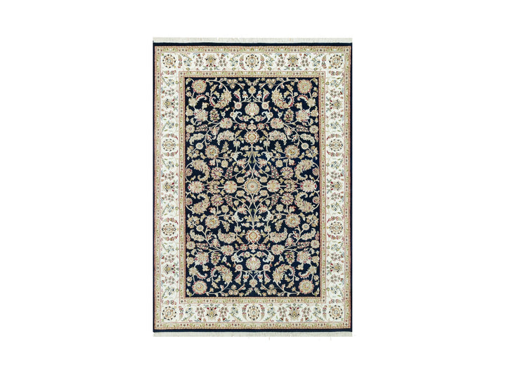 6'1" x 8'10" New Hand Knotted Blue Wool Rectangle Oriental Rug - MOA10290612