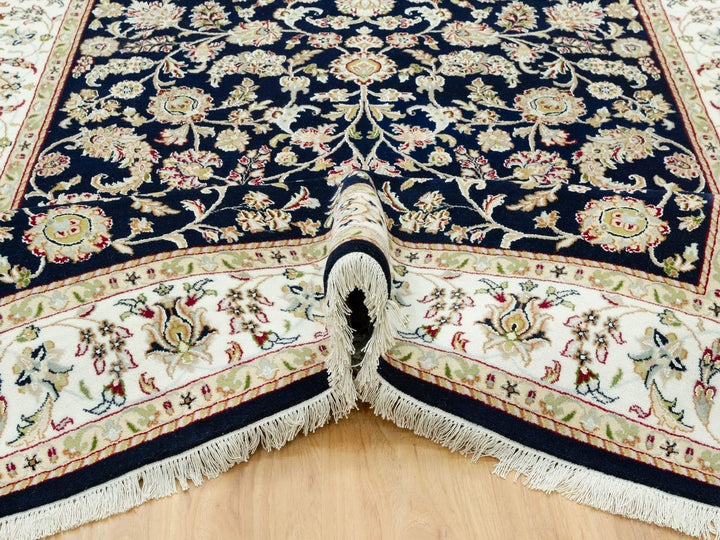 6'1" x 8'10" New Hand Knotted Blue Wool Rectangle Oriental Rug - MOA10290612