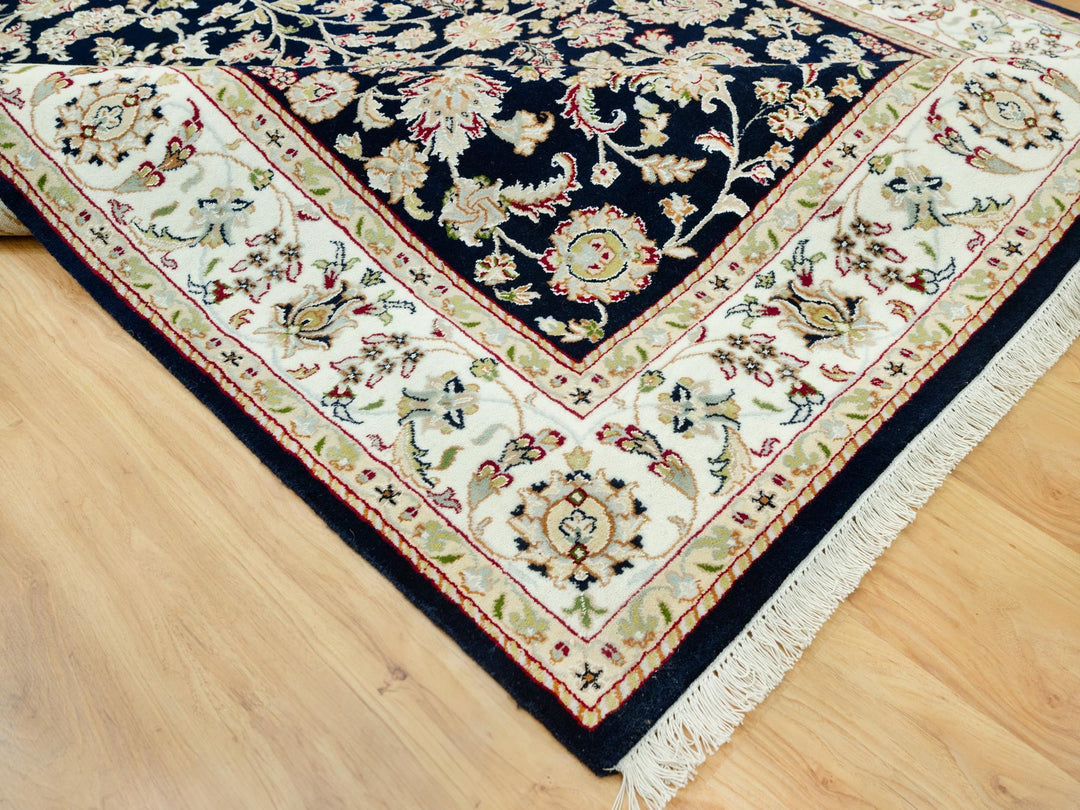 6'1" x 8'10" New Hand Knotted Blue Wool Rectangle Oriental Rug - MOA10290612