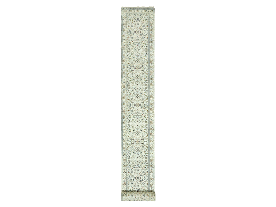 2'9" x 20'0" New Hand Knotted Ivory Wool Runner Oriental Rug - MOA10290613