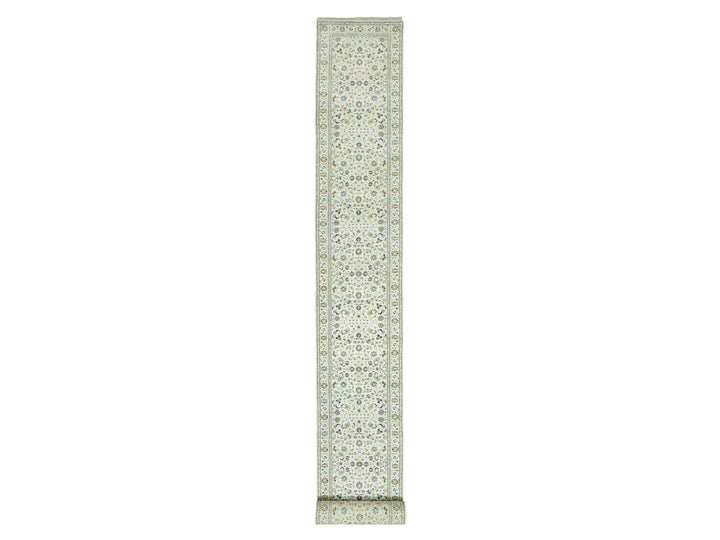 2'9" x 20'0" New Hand Knotted Ivory Wool Runner Oriental Rug - MOA10290613