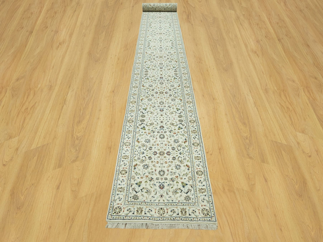 2'9" x 20'0" New Hand Knotted Ivory Wool Runner Oriental Rug - MOA10290613