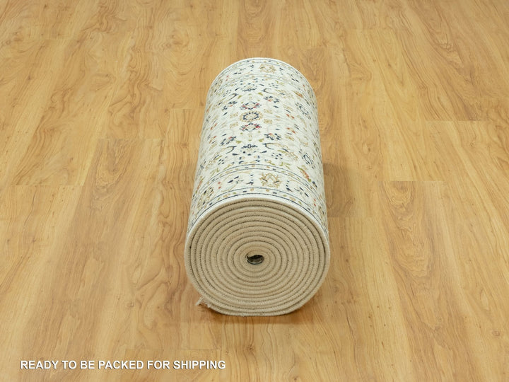 2'9" x 20'0" New Hand Knotted Ivory Wool Runner Oriental Rug - MOA10290613