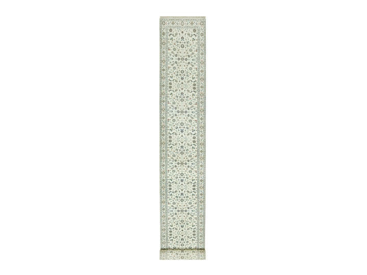 2'10" x 19'10" New Hand Knotted Ivory Wool Runner Oriental Rug - MOA10290614