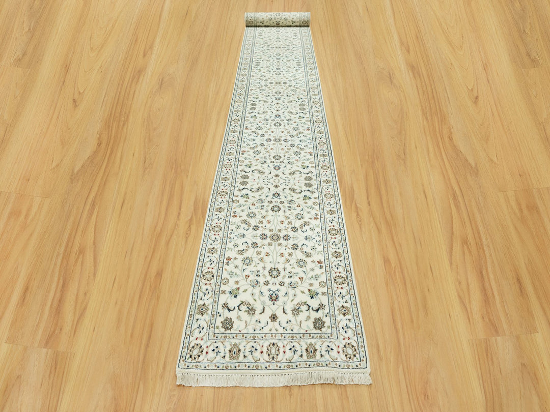 2'10" x 19'10" New Hand Knotted Ivory Wool Runner Oriental Rug - MOA10290614