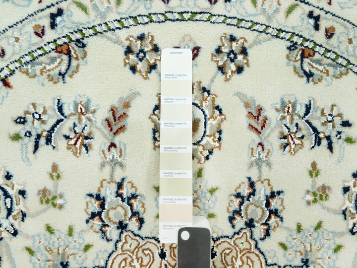 5'0" x 5'0" New Hand Knotted Ivory Wool Round Oriental Rug - MOA10290617