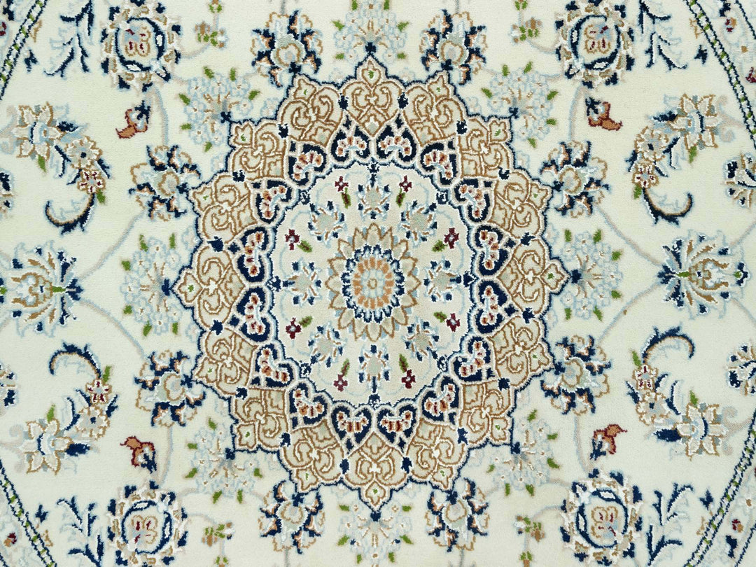 5'0" x 5'0" New Hand Knotted Ivory Wool Round Oriental Rug - MOA10290617