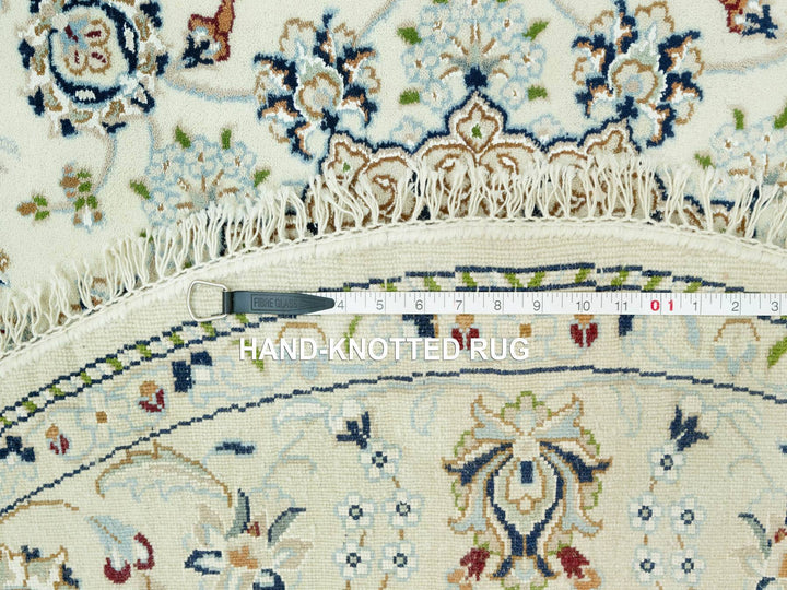 5'0" x 5'0" New Hand Knotted Ivory Wool Round Oriental Rug - MOA10290617