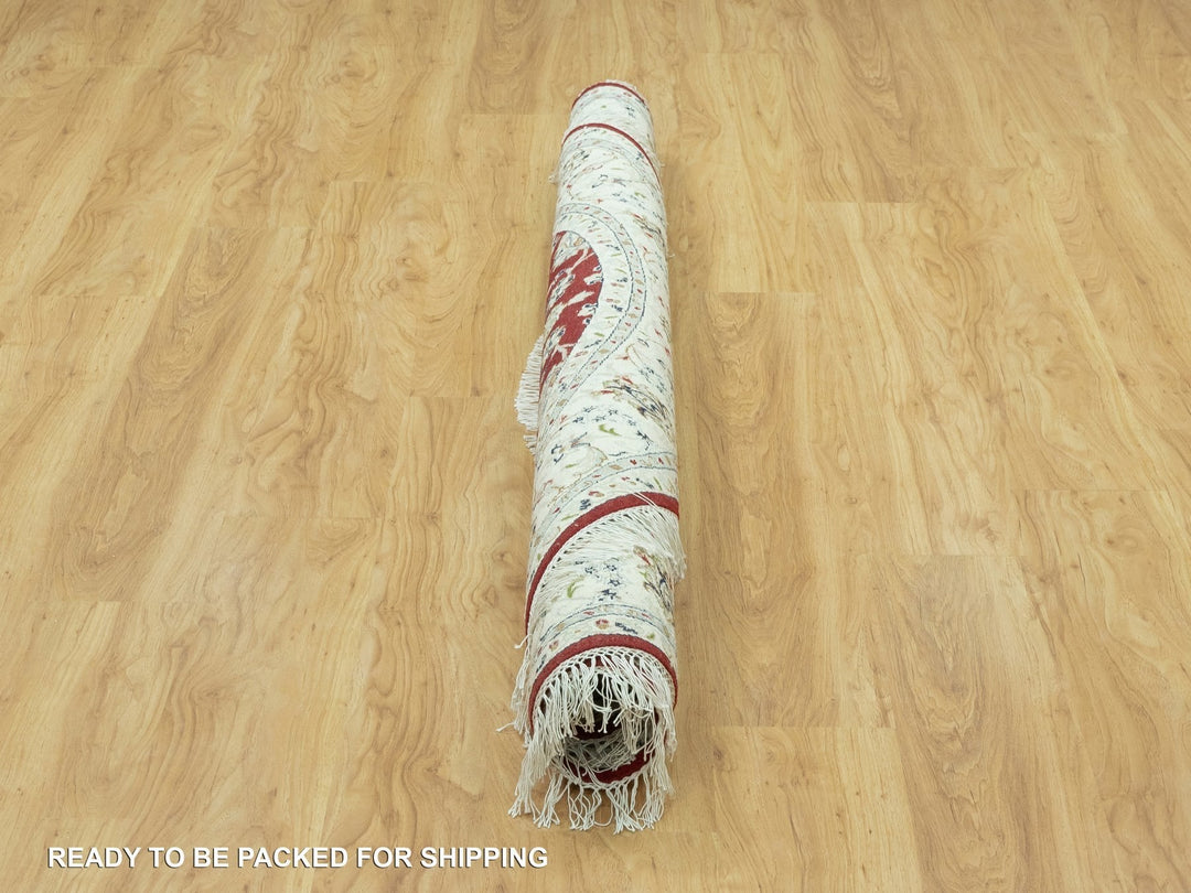 6'8" x 6'8" New Hand Knotted Red Wool Round Oriental Rug - MOA10290618