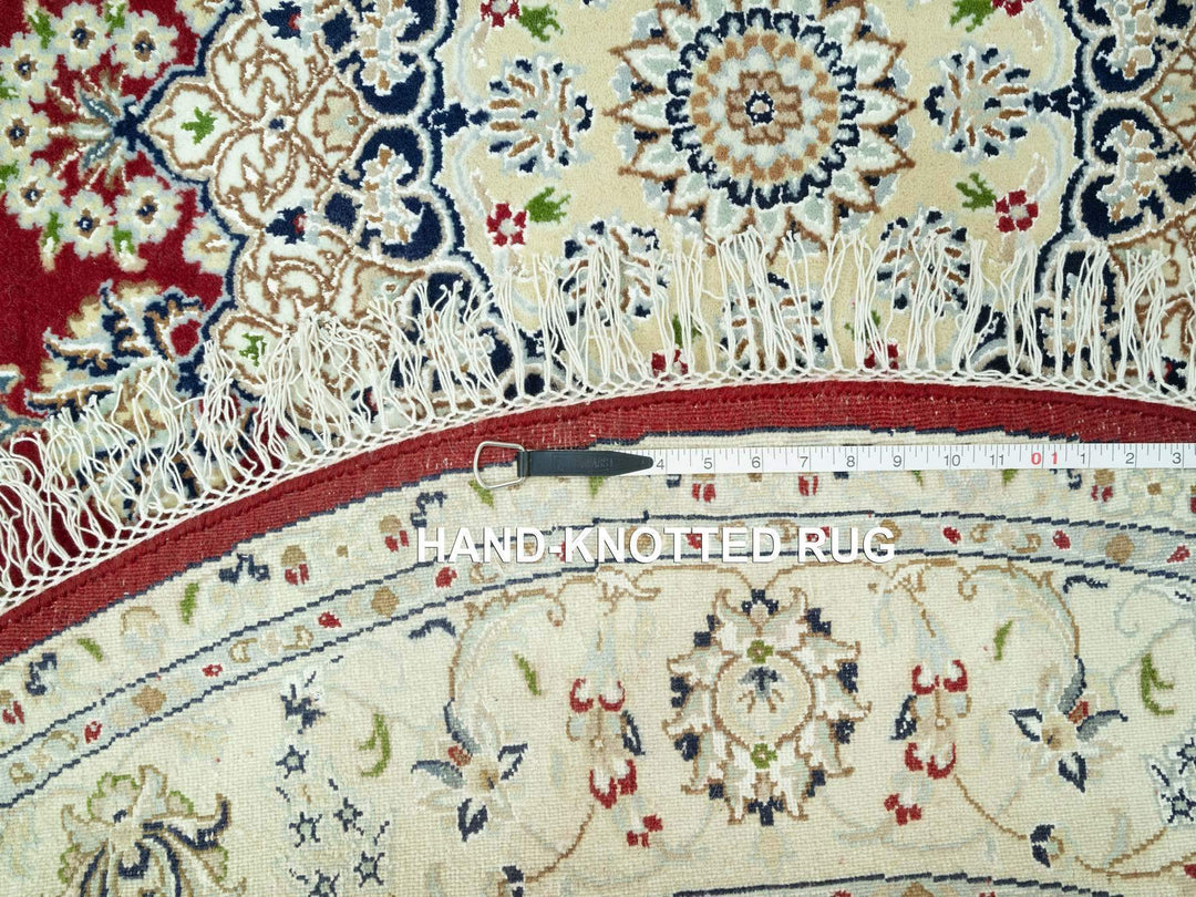 6'8" x 6'8" New Hand Knotted Red Wool Round Oriental Rug - MOA10290618