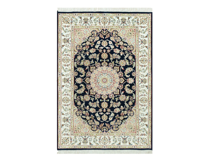 4'3" x 6'3" New Hand Knotted Blue Wool Rectangle Oriental Rug - MOA10290619