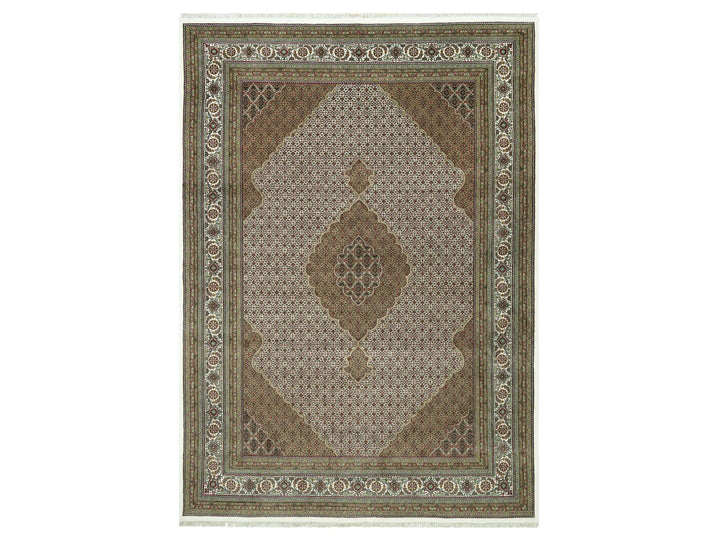 9'10" x 14'0" New Hand Knotted Ivory Wool Rectangle Oriental Rug - MOA10290622