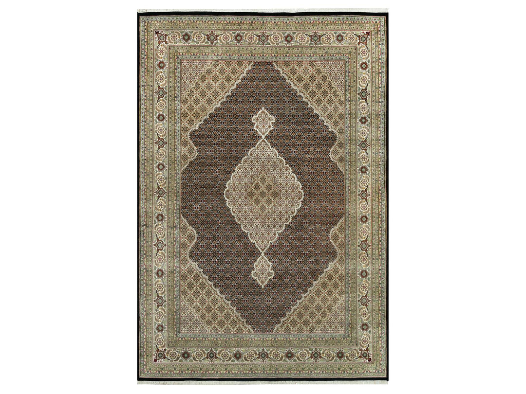 9'8" x 14'2" New Hand Knotted Black Wool Rectangle Oriental Rug - MOA10290624