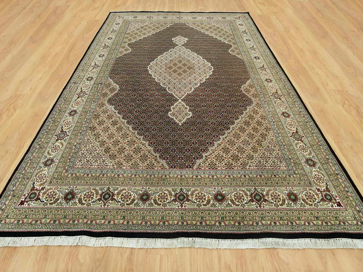 9'8" x 14'2" New Hand Knotted Black Wool Rectangle Oriental Rug - MOA10290624