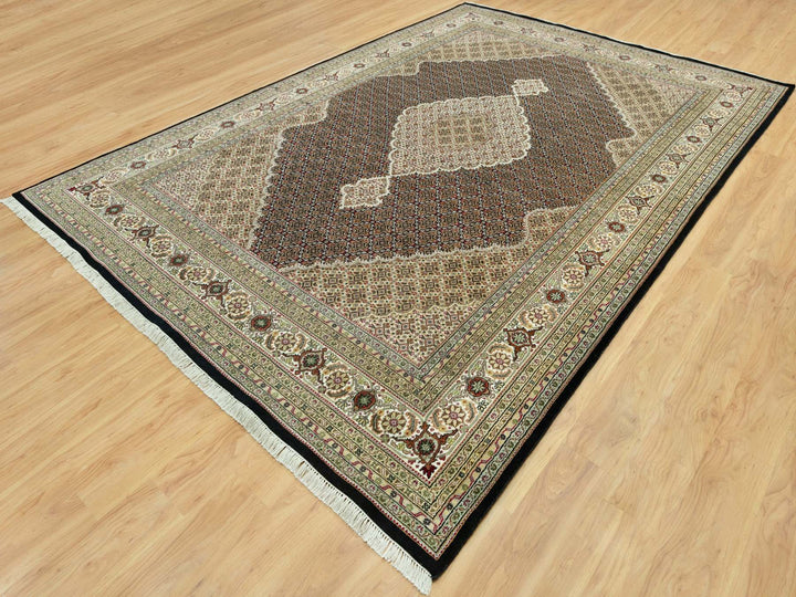 9'8" x 14'2" New Hand Knotted Black Wool Rectangle Oriental Rug - MOA10290624
