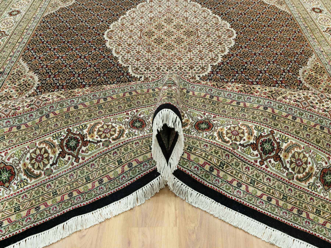 9'8" x 14'2" New Hand Knotted Black Wool Rectangle Oriental Rug - MOA10290624