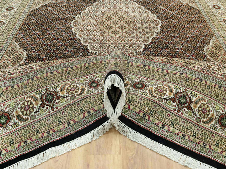 9'8" x 14'2" New Hand Knotted Black Wool Rectangle Oriental Rug - MOA10290624
