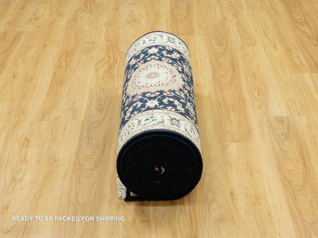 2'5" x 20'1" New Hand Knotted Blue Wool Runner Oriental Rug - MOA10290627