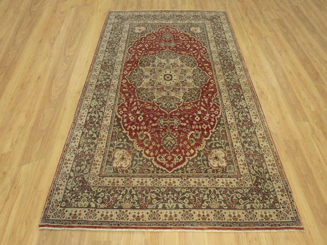 6'2" x 9'1" New Hand Knotted Red Wool Rectangle Oriental Rug - MOA10290630