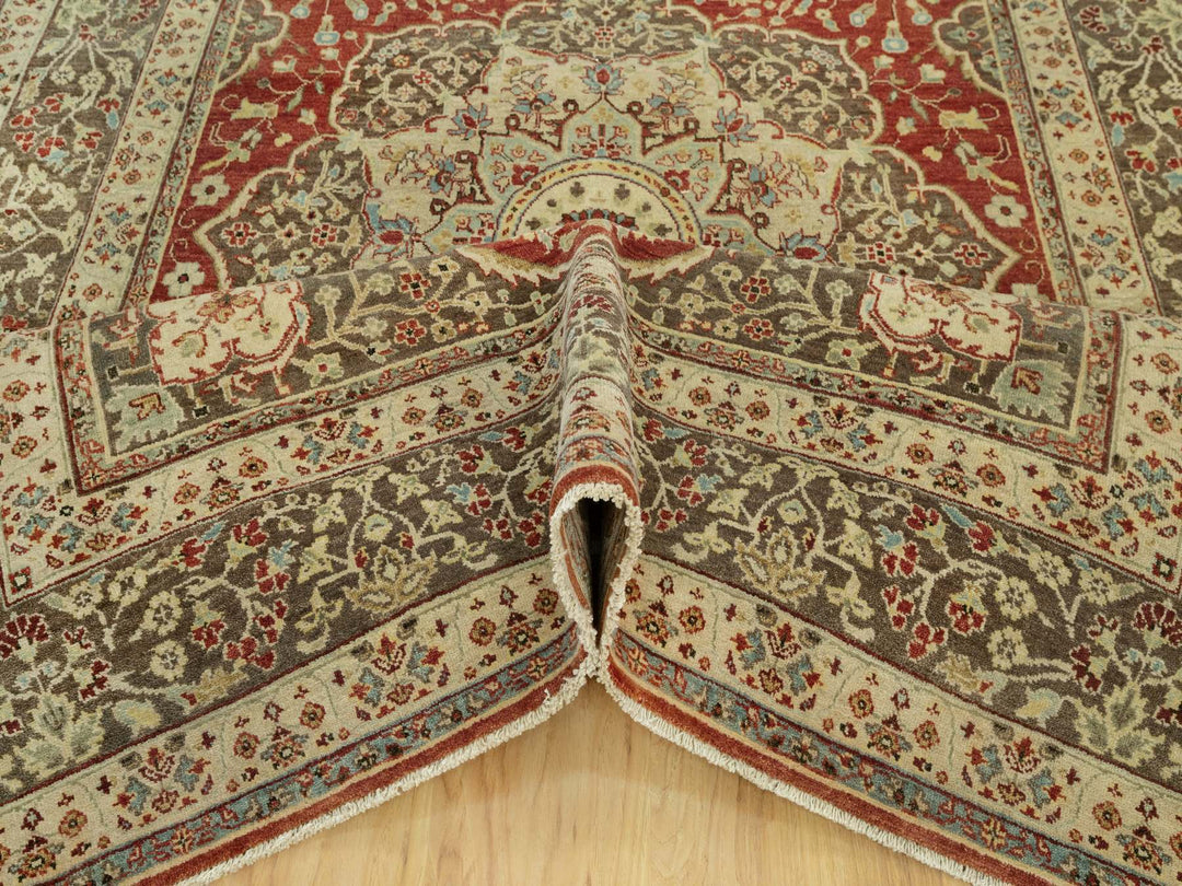 6'2" x 9'1" New Hand Knotted Red Wool Rectangle Oriental Rug - MOA10290630