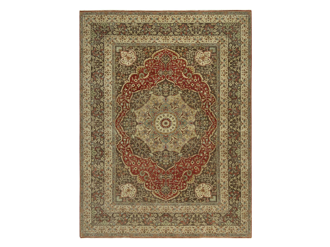 9'2" x 12'1" New Hand Knotted Red Wool Rectangle Oriental Rug - MOA10290634