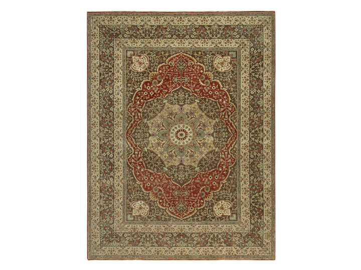 9'2" x 12'1" New Hand Knotted Red Wool Rectangle Oriental Rug - MOA10290634