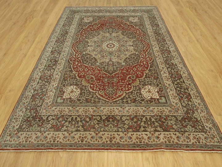 9'2" x 12'1" New Hand Knotted Red Wool Rectangle Oriental Rug - MOA10290634